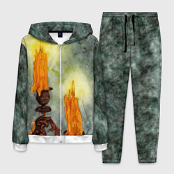 Костюм мужской Две горящие свечи в темноте, цвет: 3D-белый