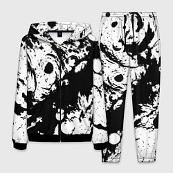 Костюм мужской Чёрный с белой абстракцией, цвет: 3D-черный