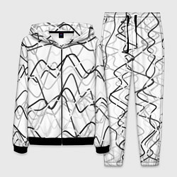 Костюм мужской Белый с серыми волнистыми полосами, цвет: 3D-черный