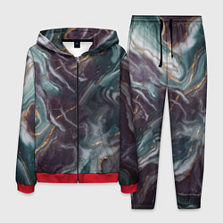 Костюм мужской Фиолетовый и зеленый мрамор, цвет: 3D-красный