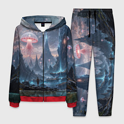 Костюм мужской Фантастический мир с медузами и озеро у гор, цвет: 3D-красный