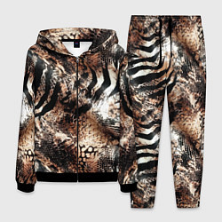 Костюм мужской Змеиная кожа и полоски зебры микс - сафари паттерн, цвет: 3D-черный