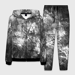 Костюм мужской Абстракция - grey and white paint strokes, цвет: 3D-черный