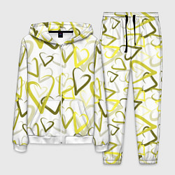 Костюм мужской Зеленые сердца, цвет: 3D-белый