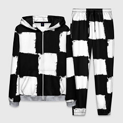 Костюм мужской Черные квадраты в виде шахматной доски, цвет: 3D-меланж