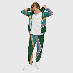 Костюм мужской Тёмный зелёный с полосами, цвет: 3D-меланж — фото 2