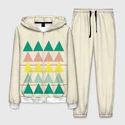Костюм мужской Абстрактный лес пирамидки с однотоном, цвет: 3D-белый