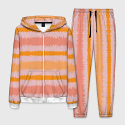 Костюм мужской Полосы зигзагообразные оранжево-розовые, цвет: 3D-белый