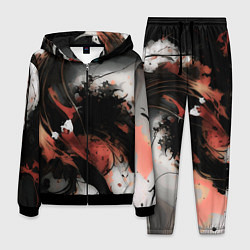 Костюм мужской Тёмные краски абстракция красно-чёрный, цвет: 3D-черный