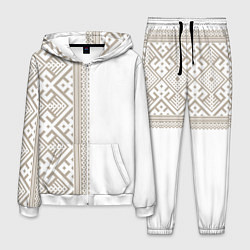 Костюм мужской Узоры славянские в бежевом цвете, цвет: 3D-белый