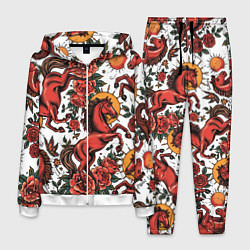 Костюм мужской Красный конь в стиле татуировки, цвет: 3D-белый