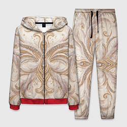 Костюм мужской Перламутровый орнамент с перьями, цвет: 3D-красный
