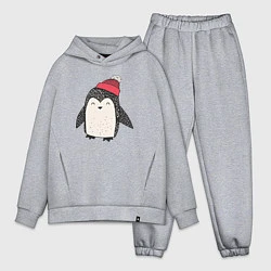 Мужской костюм оверсайз Зимний пингвин-мальчик, цвет: меланж