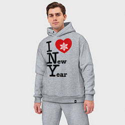 Мужской костюм оверсайз I love New Year, цвет: меланж — фото 2