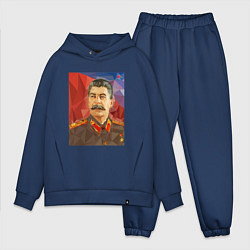 Мужской костюм оверсайз Сталин: полигоны цвета тёмно-синий — фото 1