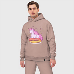 Мужской костюм оверсайз Единорог на пончике, цвет: пыльно-розовый — фото 2