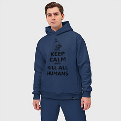 Мужской костюм оверсайз Keep Calm & Kill All Humans, цвет: тёмно-синий — фото 2