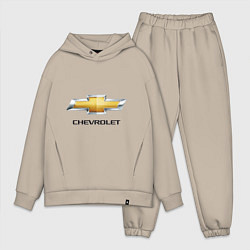 Мужской костюм оверсайз Chevrolet логотип, цвет: миндальный