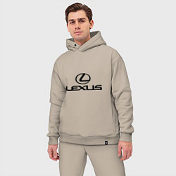 Мужской костюм оверсайз Lexus logo, цвет: миндальный — фото 2