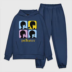 Мужской костюм оверсайз The Beatles: pop-art цвета тёмно-синий — фото 1