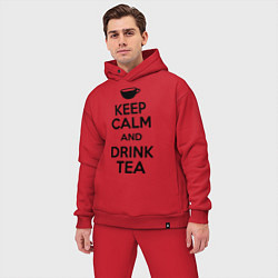 Мужской костюм оверсайз Keep Calm & Drink Tea, цвет: красный — фото 2