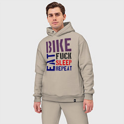 Мужской костюм оверсайз Bike eat sleep repeat, цвет: миндальный — фото 2