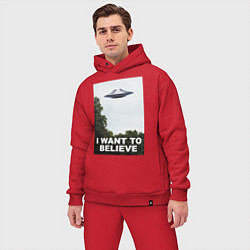 Мужской костюм оверсайз I WANT TO BELIEVE, цвет: красный — фото 2