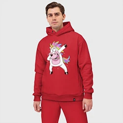 Мужской костюм оверсайз Dabbing Unicorn, цвет: красный — фото 2