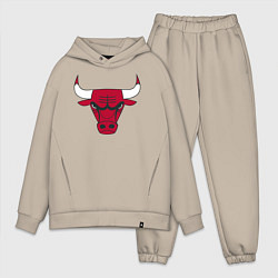 Мужской костюм оверсайз Chicago Bulls, цвет: миндальный