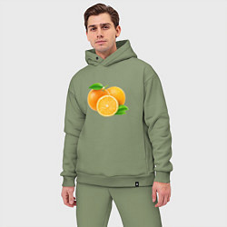 Мужской костюм оверсайз Апельсины, цвет: авокадо — фото 2