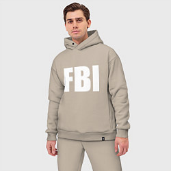 Мужской костюм оверсайз FBI, цвет: миндальный — фото 2