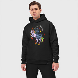 Мужской костюм оверсайз Смерть на единороге, цвет: черный — фото 2