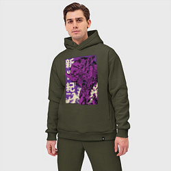 Мужской костюм оверсайз Evangelion Eva-01, цвет: хаки — фото 2