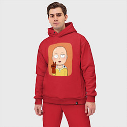 Мужской костюм оверсайз Сайтама One Punch Man, цвет: красный — фото 2