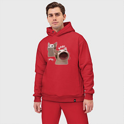Мужской костюм оверсайз Cat Pop - Мем, цвет: красный — фото 2
