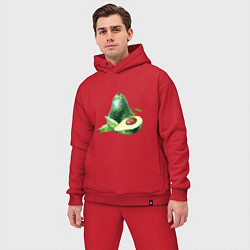 Мужской костюм оверсайз Акварельное авокадо, цвет: красный — фото 2