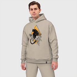 Мужской костюм оверсайз Cat in flowers, цвет: миндальный — фото 2