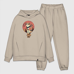 Мужской костюм оверсайз Кот самурай