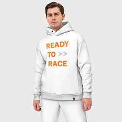 Мужской костюм оверсайз KTM READY TO RACE спина Z, цвет: белый — фото 2