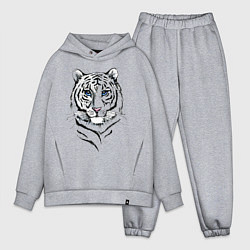 Мужской костюм оверсайз Белый тигр, цвет: меланж