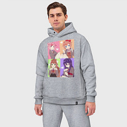 Мужской костюм оверсайз Girls Doki Doki коллаж, цвет: меланж — фото 2