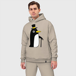 Мужской костюм оверсайз Пингвин в шляпе цвета миндальный — фото 2