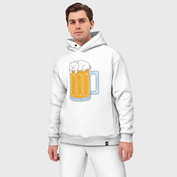 Мужской костюм оверсайз Beer Cat, цвет: белый — фото 2