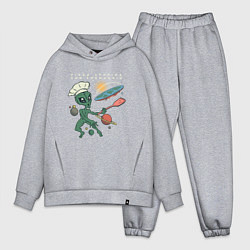 Мужской костюм оверсайз Повар и плоская земля пицца, цвет: меланж