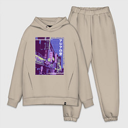 Мужской костюм оверсайз Neon Asian Street Vaporwave, цвет: миндальный