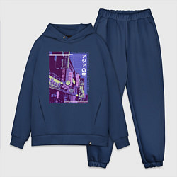 Мужской костюм оверсайз Neon Asian Street Vaporwave, цвет: тёмно-синий
