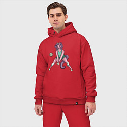 Мужской костюм оверсайз Единорог - Волейбол, цвет: красный — фото 2