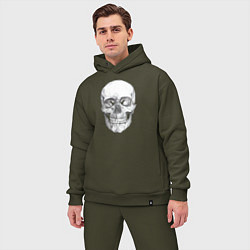 Мужской костюм оверсайз Реалистичный рисунок Черепа, цвет: хаки — фото 2