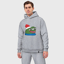 Мужской костюм оверсайз Pepe, pepe happy, Пепе хеппи, pepe happy new year, цвет: меланж — фото 2