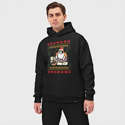 Мужской костюм оверсайз Рождественский свитер Котик с колечками, цвет: черный — фото 2